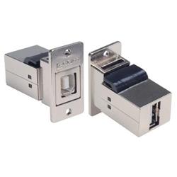 法兰式面板安装USB 2.0耦合器，屏蔽,B型母头/A型母头的图片