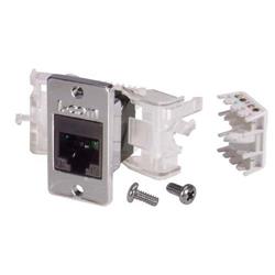 超5类免工具Keystone插座，RJ45 EIA568A/B，带安装法兰套件，黑色的图片
