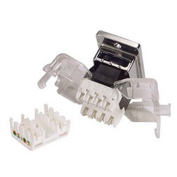 6类免工具Keystone插座，RJ45 EIA568A/B，带安装法兰套件，黑色的图片