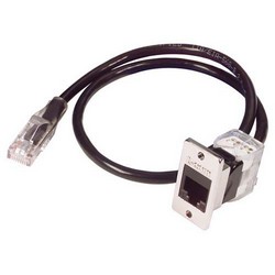 6类免工具Keystone插座，RJ45 EIA568A/B，带安装法兰套件，黑色的图片