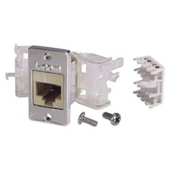 6类免工具Keystone插座，RJ45 EIA568A/B，带安装法兰套件，乳白色的图片