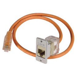 6类免工具Keystone插座，RJ45 EIA568A/B，带安装法兰套件，乳白色的图片