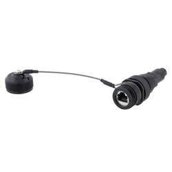 Cat6, RJ45 In-line Receptacle, Electroless Nickel finish with Grounding Shield and Dust Cap的图片