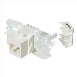 超5类免工具Keystone插座，RJ45 EIA568A/B，白色的图片