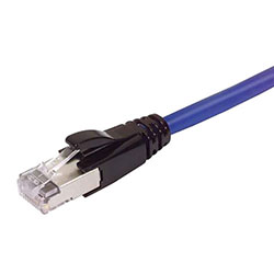 Plenum Rated Shielded Category 6a Cable, RJ45 / RJ45, 23AWG Solid, Blue, 1.0ft的图片