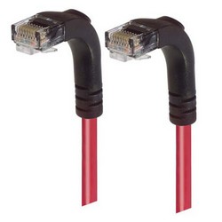 6类直角型RJ45以太网跳线，直角下出线/直角下出线，红，2英尺（0.6米）的图片