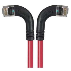 6类直角型RJ45以太网跳线，直角左出线/直角右出线，红，1英尺（0.3米）的图片