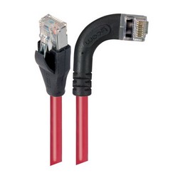 超5类屏蔽低烟无卤直角型跳线，直通/直角右出线，红，3英尺（0.9米）的图片