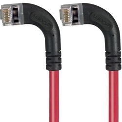 超5类屏蔽低烟无卤直角型跳线，直角左出线/直角左出线，红，2英尺（0.6米）的图片