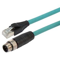 超5类M12 4针D编码SF/UTP工业级线缆，M12公头/RJ45，10米的图片