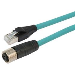 超5类M12 4针D编码SF/UTP工业级线缆，M12母头/RJ45，5米的图片