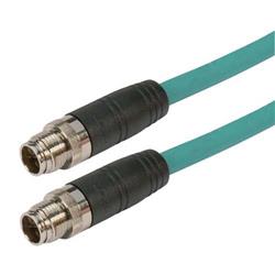 超6类M12 8针X编码SF/UTP工业级线缆，M12公头/M12公头，1米的图片