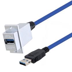 USB 3.0 Type A Coupler, Female Bulkhead male Latching 0.5M的图片