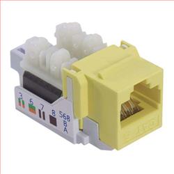 6类Keystone水晶头母座，110/RJ45（8×8）水晶头，EIA568A/B，黄的图片