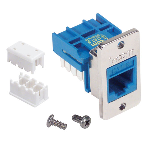 6类ECF Keystone插座，110/RJ45 EIA568A/B，蓝色的图片
