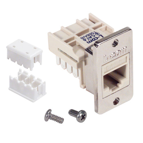 6类ECF Keystone插座，110/RJ45 EIA568A/B，乳白色的图片